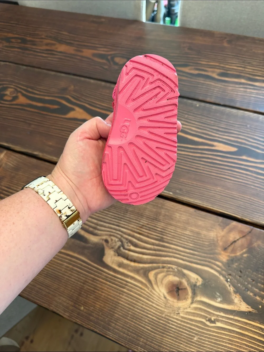 UGG Kids Hot Pink Suede Slip-On Strap Shoes
